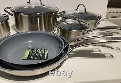 GreenPan Treviso Healthy Ceramic Non-Stick Stainless Steel Cookware 10pc Rrp£200