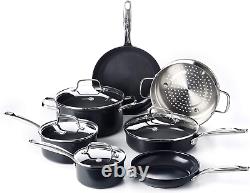 Greenpan Prime Midnight Healthy Ceramic Nonstick, Cookware Pots And Pans Set, 11