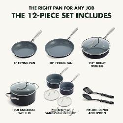 Greenpan Swift Healthy Ceramic Nonstick, 12 Piece Cookware Pots and Pans Set, St