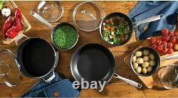 Hairy Bikers 5 Piece Forged Sauce Pan Set 16cm 18cm 20cm Glass Lid CKW2102