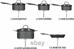 Hairy Bikers 5 Piece Forged Sauce Pan Set 16cm 18cm 20cm Glass Lid CKW2102