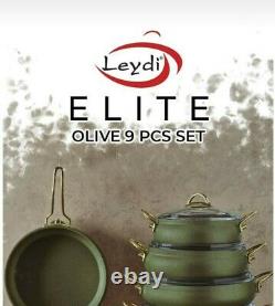 Hapistuff 7 Piece Nonstick Elite Granite Cookware Pots and Pans Set Olive