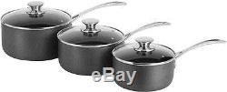 Hard Anodised Aluminium Pan Set 5 Piece Induction Saucepan Cooking Cookware Pans