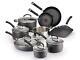 Hard Anodized Cookware Set Nonstick Pots and Pans Set 14 Piece Thermo-Spot Gray