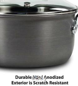 Hard Anodized Cookware Set Nonstick Pots and Pans Set 14 Piece Thermo-Spot Gray