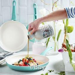 Healthy Ceramic Nonstick Set Kitchen Pots and Pans 14 Piece Turquoise Best