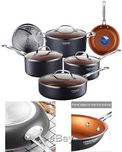 Healthy Induction Ceramic Cookware Set Pot/Pan Non-Stick Copper Kitchen 10 pcs