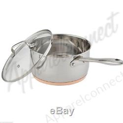 Heart of House 5 Piece Stainless Steel Copper Base Pan Set Copper Base Provides