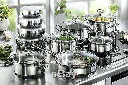 Home Kitchen 20-Piece Stainless Steel Non Stick Cookware Pots And Pans Set New