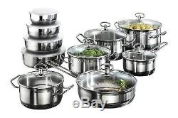 Home Kitchen 20-Piece Stainless Steel Non Stick Cookware Pots And Pans Set New