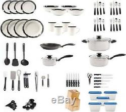 Home Kitchen Cookware Set Pots Pans Dishes Flatware Utensils Tupperware 83 Pc