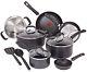 Induction Cookware Set Pots And Pans Nonstick T-Fal Professional 12 Piece Black