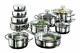 Induction Hob Cookware Pan Set 20 Piece Stainless Steel Kitchen Pots Bowls New