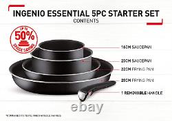 Ingenio Essential Non-Stick 5-Piece Pots and Pans Set, Starter Kit, Compatible w