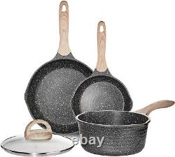 JEETEE Pots and Pans Set Nonstick, Induction Granite Coating Cookware Set with