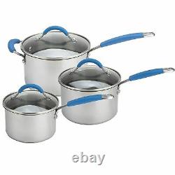Joe Wicks 3 Piece Stainless Steel Saucepans With Lids Oven & Dishwasher Safe