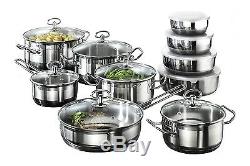 Karcher Jasmin Stainless Steel 20 Piece Cookware Set Pans Bowls Lids Kitchenware