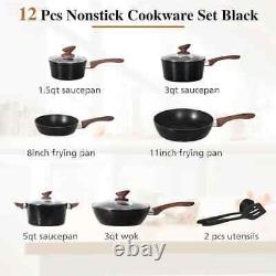Kitchen Academy 12 Piece Nonstick Pots and Pans Set, Induction Cookware Set