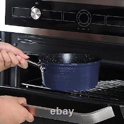 Kitchen Academy 15pc Non-Stick Cookware Set Induction Pot Pan Blue