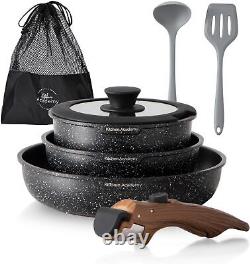 Kitchen Academy 8 Pieces Non Stick Granite-Coated Induction Cookware Set