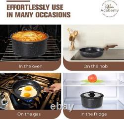 Kitchen Academy 8 Pieces Non Stick Granite-Coated Induction Cookware Set