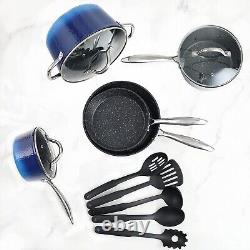 Kitchen Academy Induction Cookware Sets Hammered Granite Cooking Pots & Pans Set
