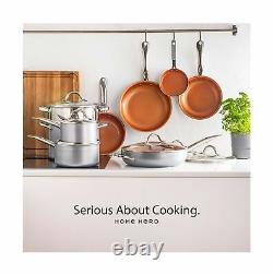 Kitchen Cookware Ceramic Nonstick Pots Pans Ergonomic Handle 13 Pc Set Gray New