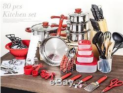 Kitchen Set Cookware 80 piece Dish Pot Pans Starter Combo FREE 2 DAY DELIVERY