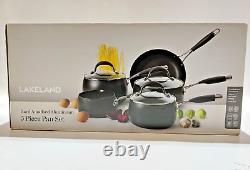 Lakeland Hard Anodised 5-Piece Pan Set Saucepan frying With Lids RRP£199