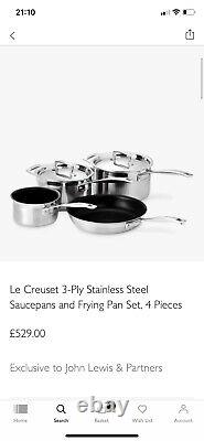 Le Creuset 3 Ply Stainless Steel Non Stick 4 Piece Set RRP £529