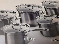 Le Creuset 3 Ply Stainless Steel Non Stick 5 Piece Set. High Quality. BRAND NEW