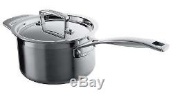 Le Creuset 4 Piece Stainless Steel Saucepan Set, Silver, 3-Ply, Riveted Handles