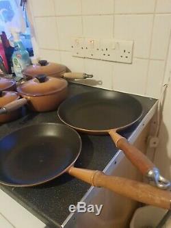 Le Creuset Cast Iron Set Of 4 Sauce Pan And 2 Frying Pans