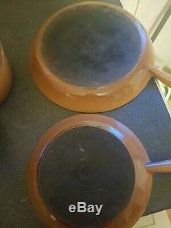 Le Creuset Cast Iron Set Of 4 Sauce Pan And 2 Frying Pans