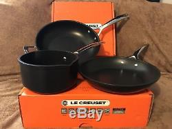 Le Creuset Cookware Set Non Stick Toughened Oven Hob Dishwasher Safe 3 Piece New