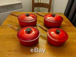 Le Creuset Genuine Four Pan Set With Handles and Lids