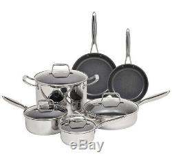 MAKER Homeware 10 Pc Tri-Ply Stainless Steel Cookware Pan Set nonstick Ceramic