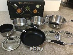 MasterClass 5 Piece Deluxe Non Stick Stainless Steel Kitchen Pan Set