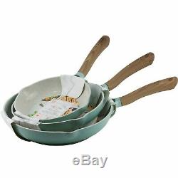 Masterclass Cookware 8 9.5 11 Skillets Non Stick Frying Pans Turquoise Set 3