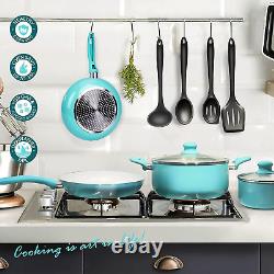 Masthome Non Stick Pots and Pans Set, 16 Piece Aluminum Saucepan Sets with Stay