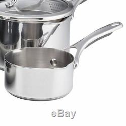 Meyer 70022 Select 6 Piece Pan Set with Glass Straining Lids, Stainless Steel