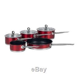 Morphy Richards Accent RED 5 Piece Stainless Steel Pan Set- INDUCTION 46411