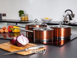 Morphy Richards Accents Stainless Steel Induction 3 Piece Pan Set Copper 46394