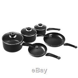 Morphy Richards Equip 5 Piece Pan Set with 9 Piece Tool Set Black