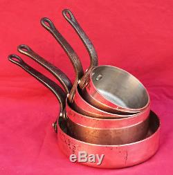 NEW COPPER Set MAUVIEL Sauce Saute PAN Real 3 mm Pro Ø 5 to 8 Stainless Steel