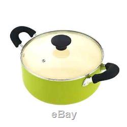 NEW Cookware Set Pots Pans Non-Stick Ceramic Coating 10pc Cooking Green HEALTHY