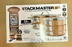 NEW Gotham Steel Stackable Pots And Pans Set Stackmaster Complete 10 Piece Set