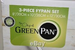 NEW Greenpan 3 piece Frypan Set Ceramic Non Stick Pan Thermolon HEALTHY 8 10 12