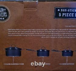 NEW Hairy Bikers Forged 5 Piece Pan Set Non-stick Induction Saucepan Cookware