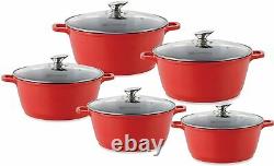 Nea Rossa MARBLE Coated Non-stick Cooking Stockpot 5 Pc Set Induction Pot Sets